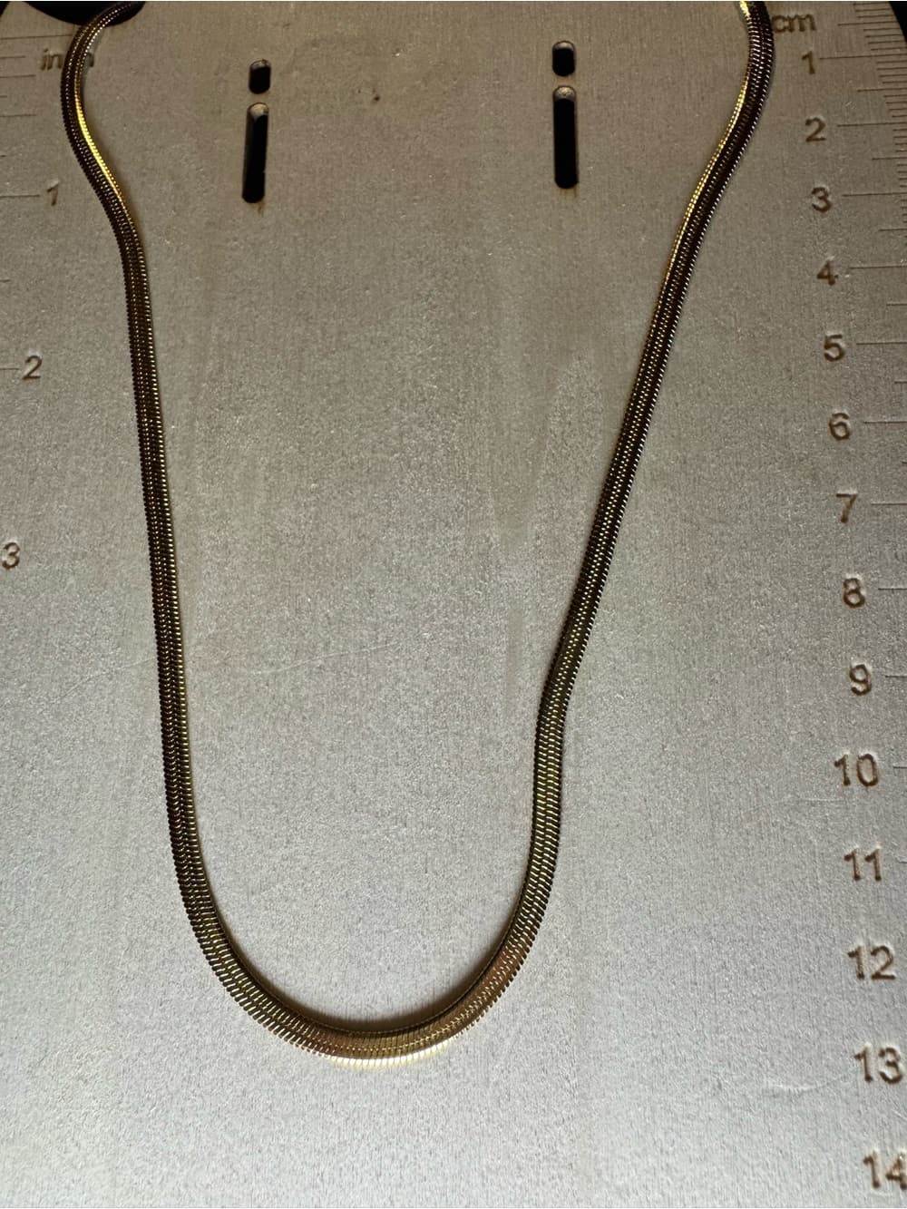 ★ Gold Tone Herringbone Snake Chain Necklace Minimalist Layering Chain - Thumbnail 2