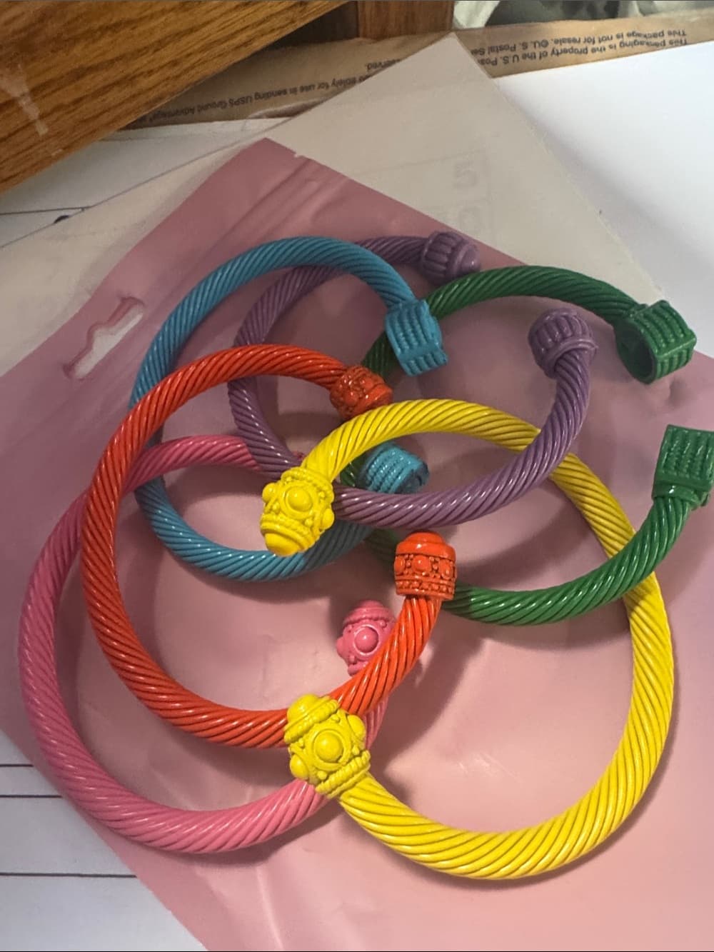 ⭐️Colorful Kids Twist Cuff Bracelets - Set of 6