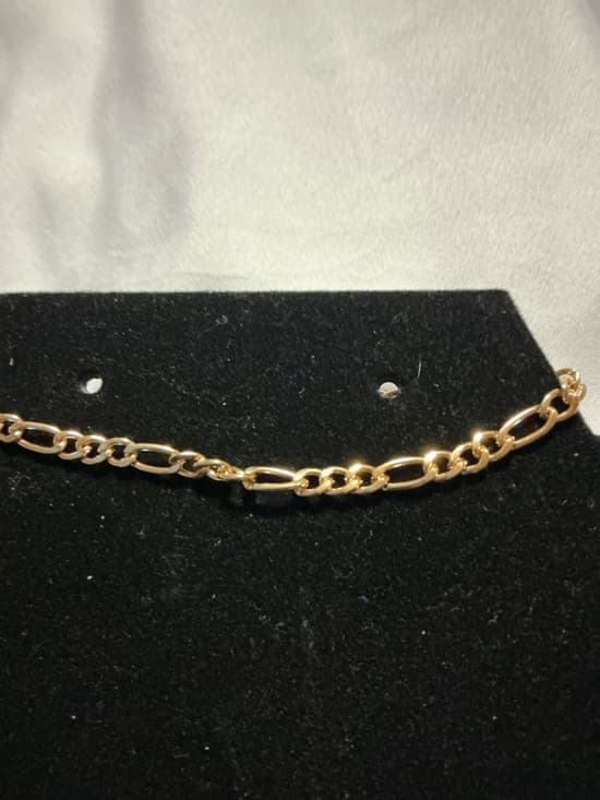 Gold Tone Figaro Chain Bracelet Classic Link Minimalist Trendy - Thumbnail 3