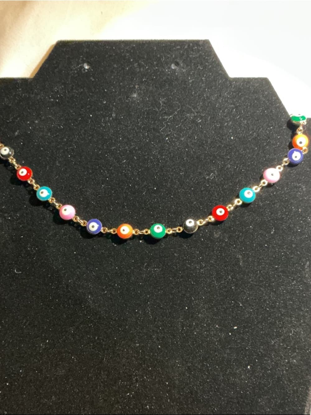 Colorful Evil Eye Beaded Necklace Gold Tone Dainty Chain