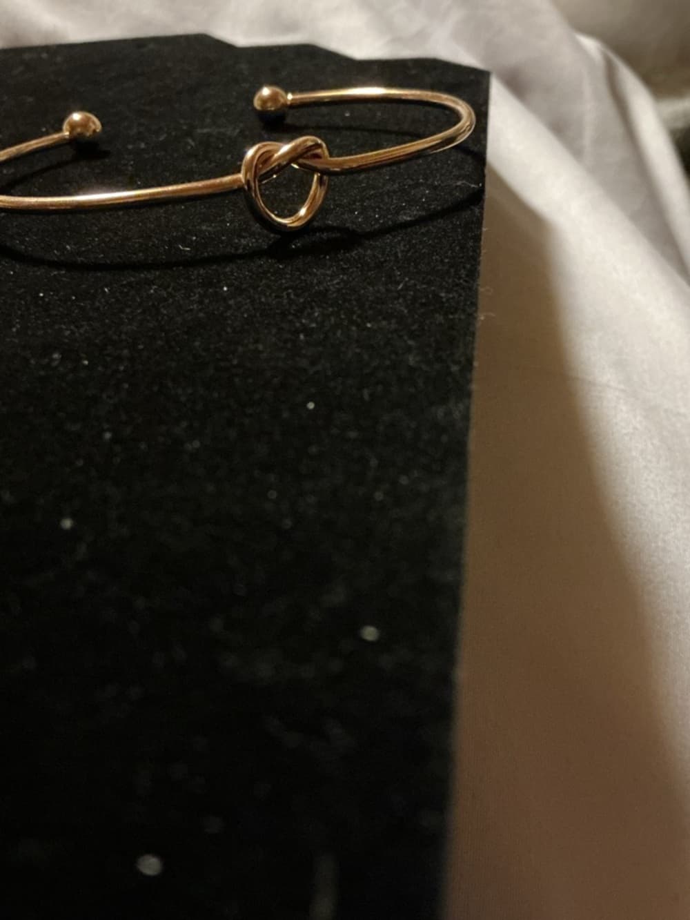 Gold Initial A Necklace Minimalist + Knot Cuff Bracelet Set - Thumbnail 3