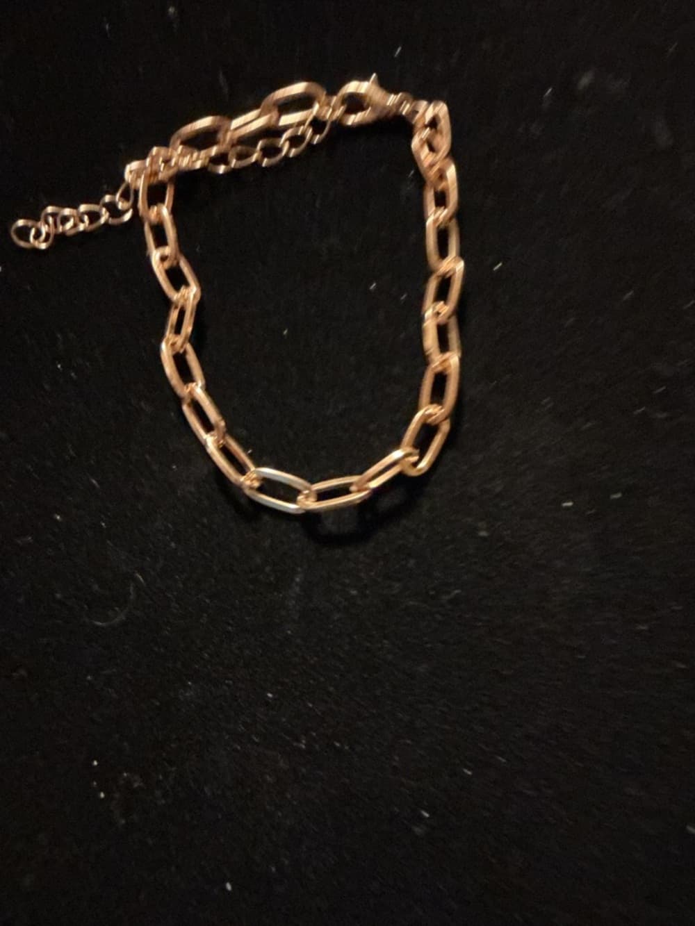 Gold Tone Paperclip Chain Bracelet Adjustable - Thumbnail 2