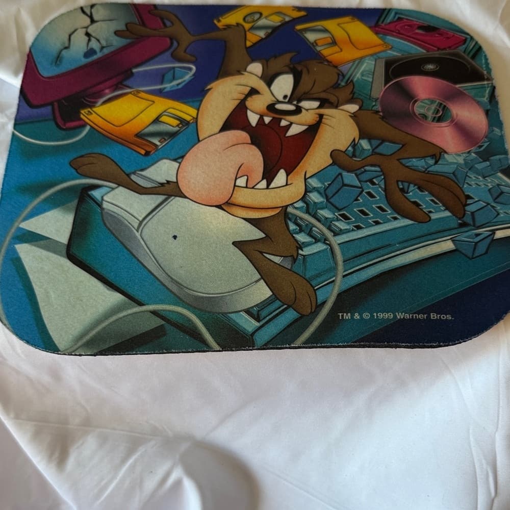 ★ Vintage 1999 Taz Mouse Pad Warner Bros Looney Tunes Desk Accessory - Thumbnail 2