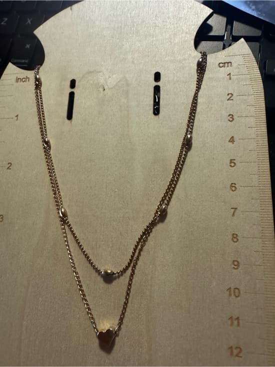 ★ Gold Tone Layered Heart Pendant Necklace Double Strand Dainty Boho - Thumbnail 6