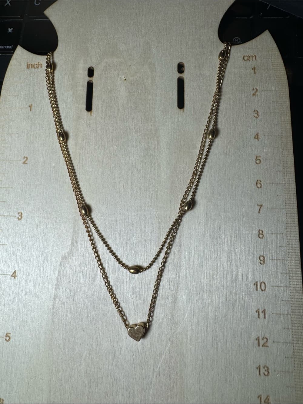 ★ Gold Tone Layered Heart Pendant Necklace Double Strand Dainty Boho - Thumbnail 2