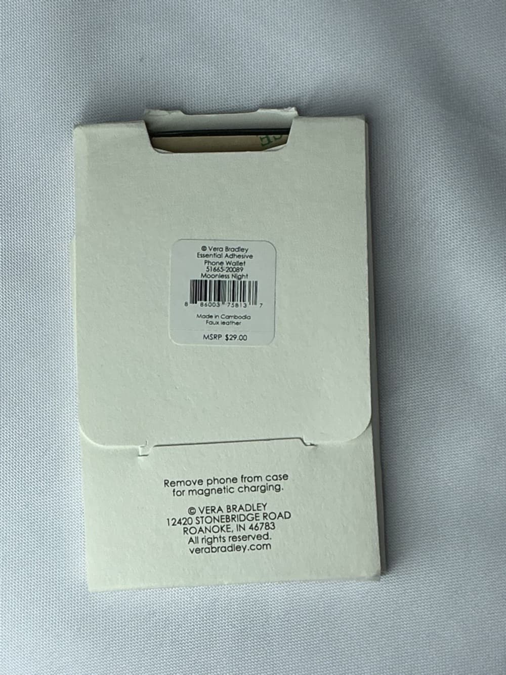 Vera Bradley Adhesive Phone Wallet Black Card Holder NWT - Thumbnail 2