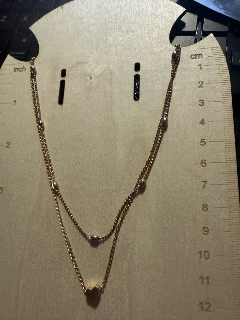 ★ Gold Tone Layered Heart Pendant Necklace Double Strand Dainty Boho - Thumbnail 5