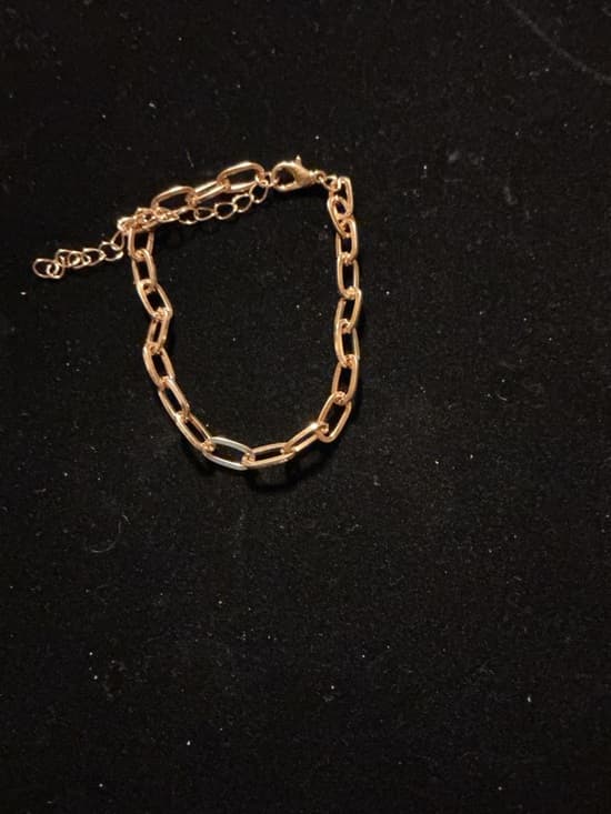 Gold Tone Paperclip Chain Bracelet Adjustable - Thumbnail 5