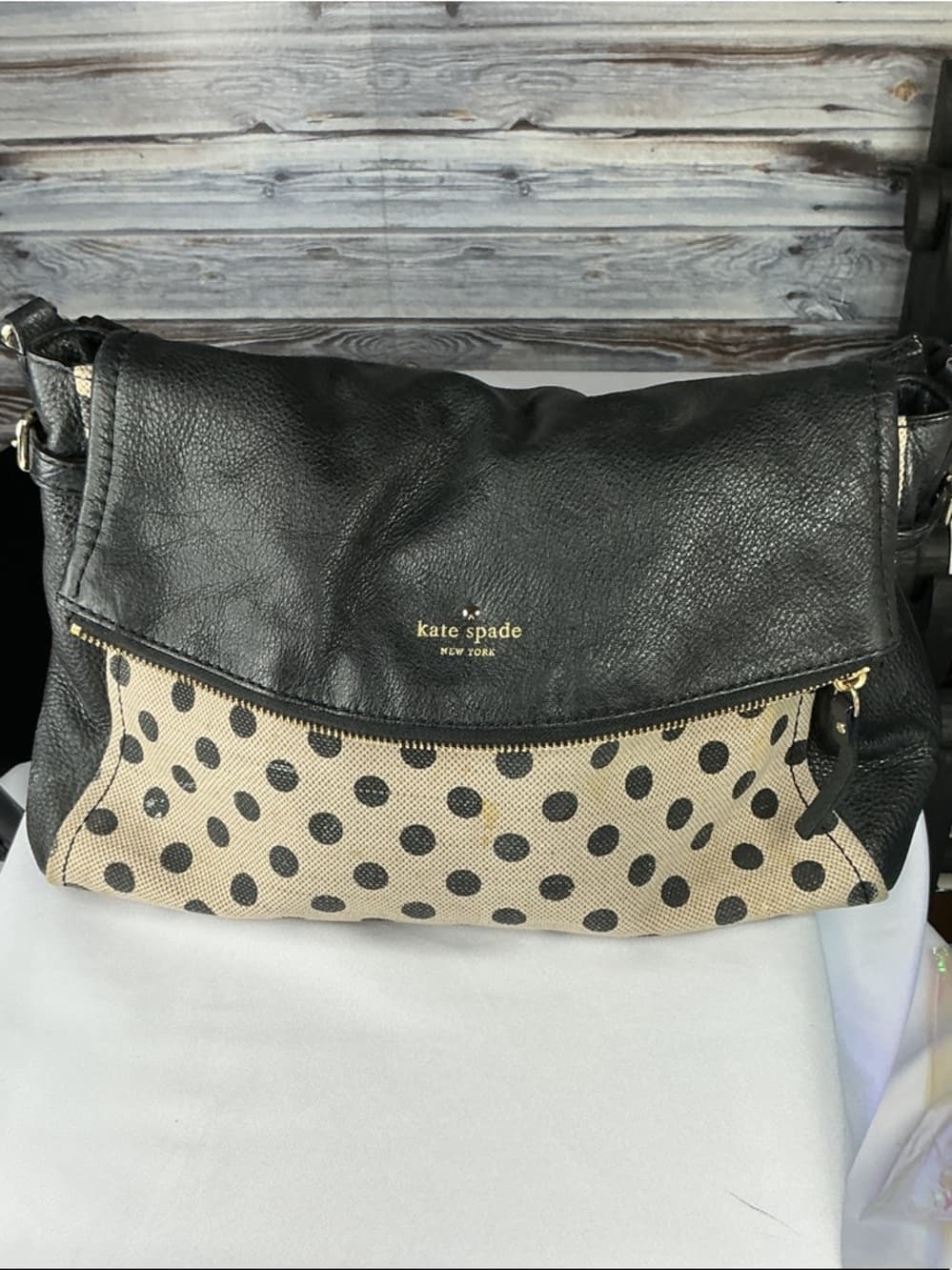 ⭐ Kate Spade Black Leather Polka Dot Crossbody Shoulder Bag - Thumbnail 6