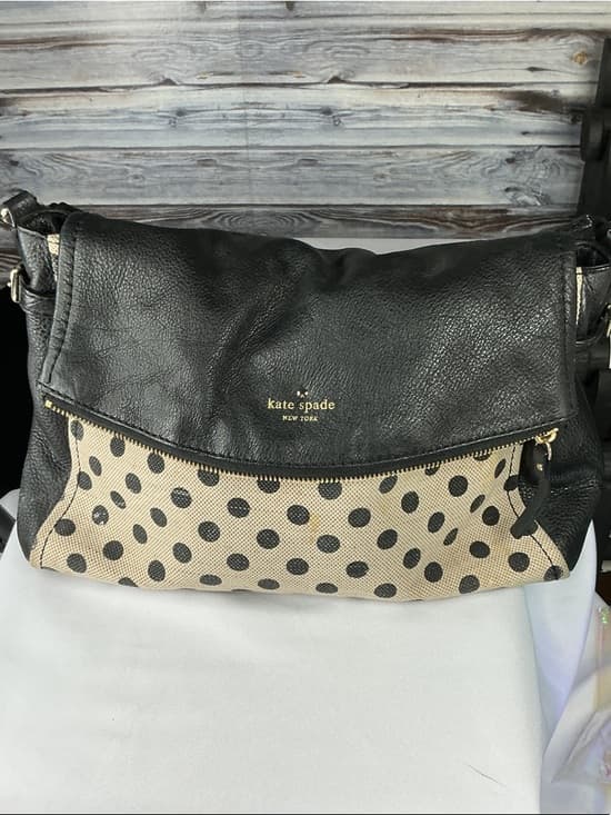 ⭐ Kate Spade Black Leather Polka Dot Crossbody Shoulder Bag - Thumbnail 7