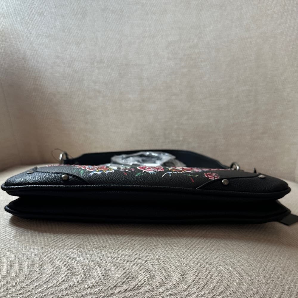 ⭐ Ed Hardy Embroidered Floral Skull Crossbody Shoulder Bag NWT - Thumbnail 8