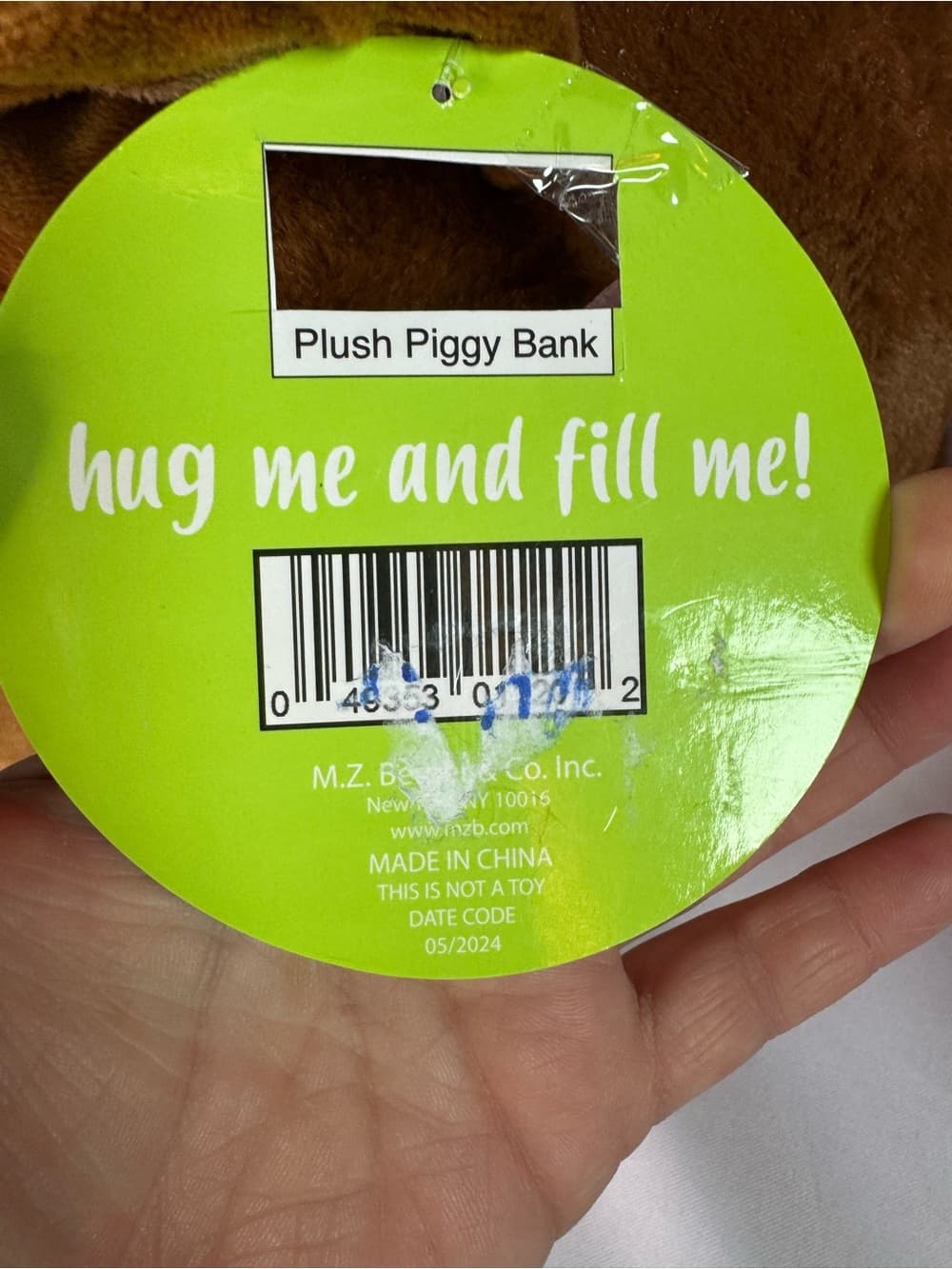 ★ Plush Piggy Bank Brown Stuffed Animal Coin Bank Money Saver Gift - Thumbnail 3