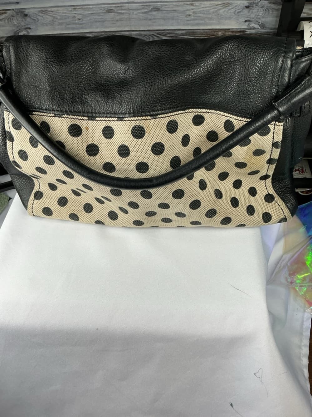 ⭐ Kate Spade Black Leather Polka Dot Crossbody Shoulder Bag - Thumbnail 3