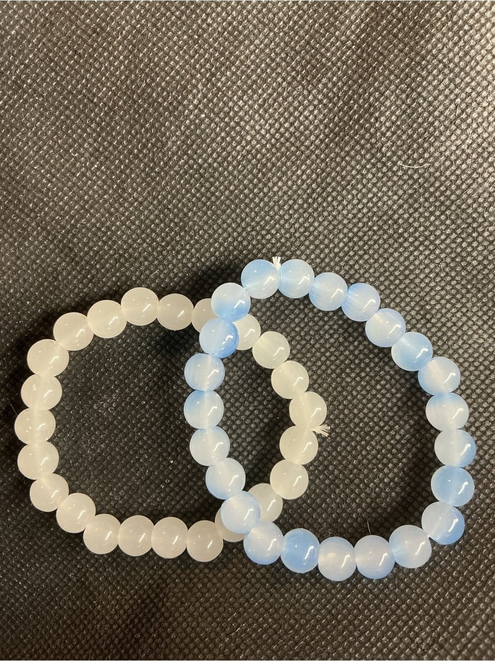 ⭐ Opalite Beaded Stretch Bracelet Set Minimalist Crystal Jewelry