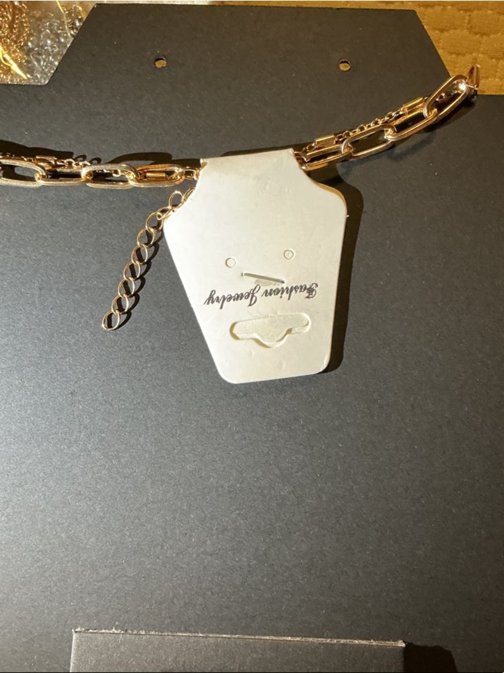 Layered Gold Chain Necklace Coin Pendant Paperclip Chain - Thumbnail 4