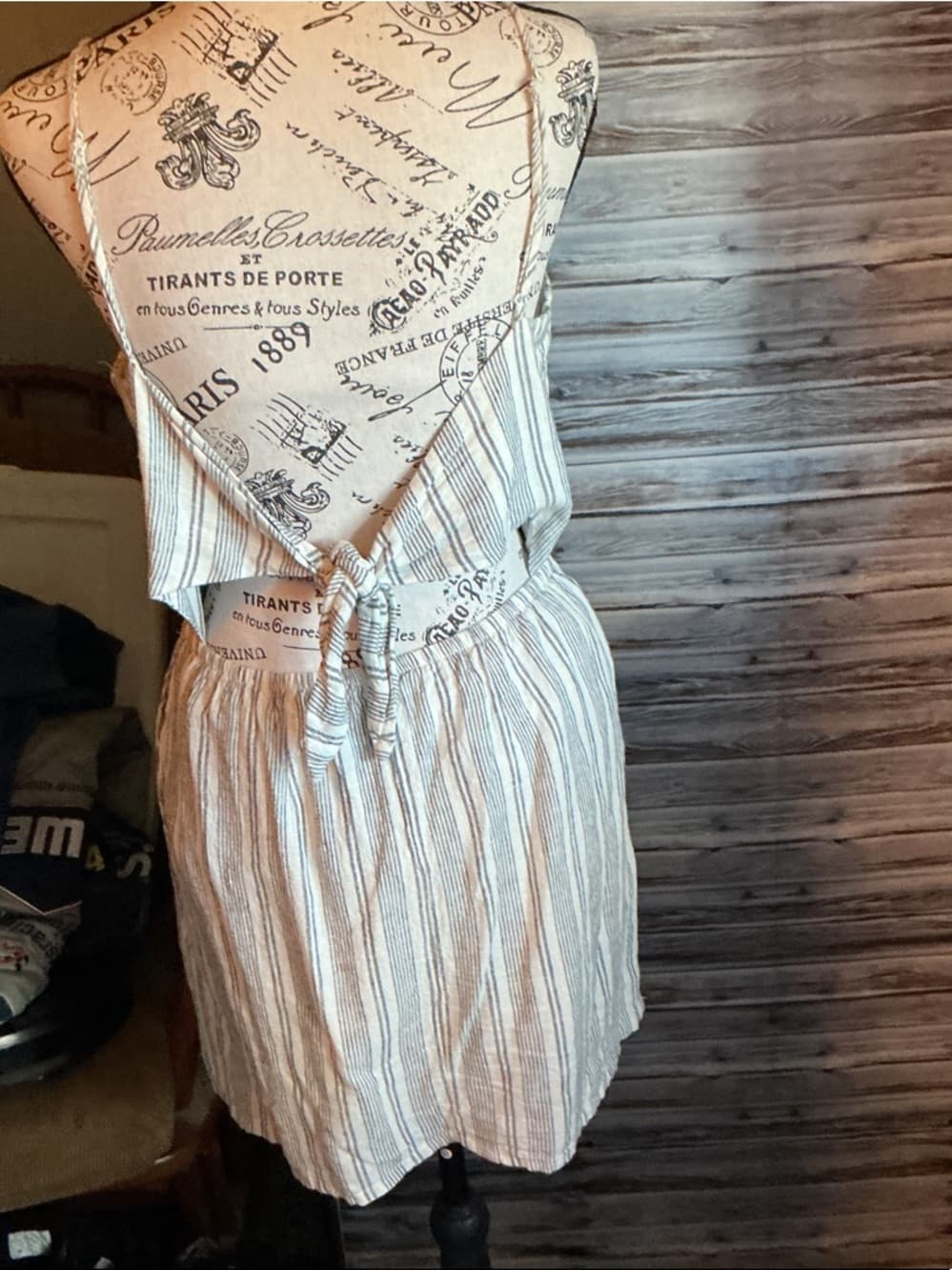 ★ Striped Linen Blend Sundress Sleeveless Summer Midi Dress Pockets - Thumbnail 2