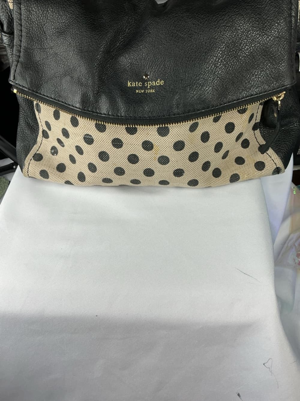 ⭐ Kate Spade Black Leather Polka Dot Crossbody Shoulder Bag - Thumbnail 2