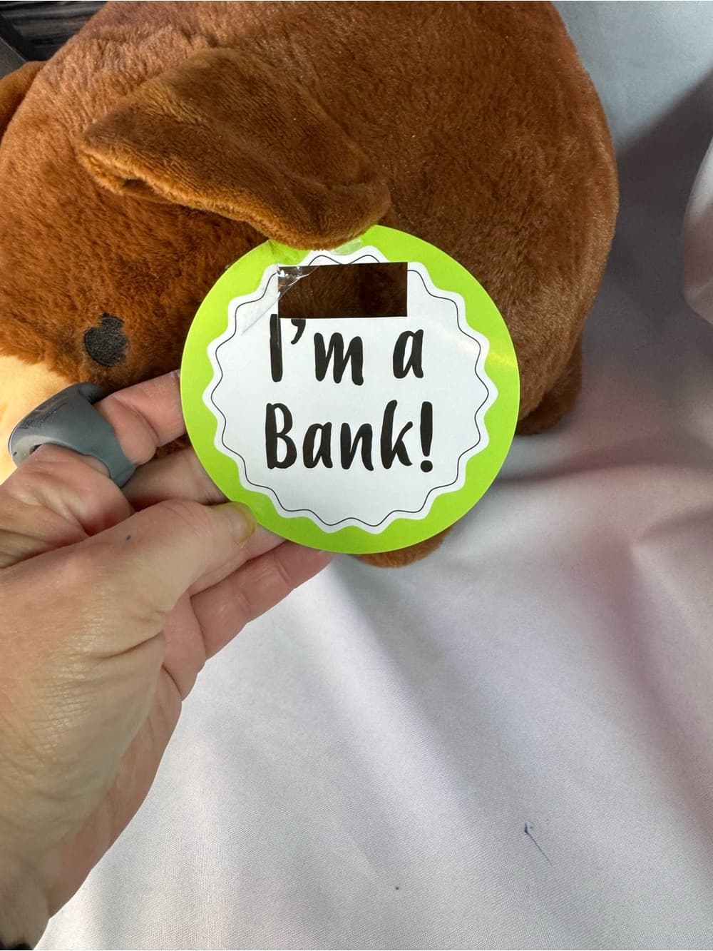 ★ Plush Piggy Bank Brown Stuffed Animal Coin Bank Money Saver Gift - Thumbnail 2