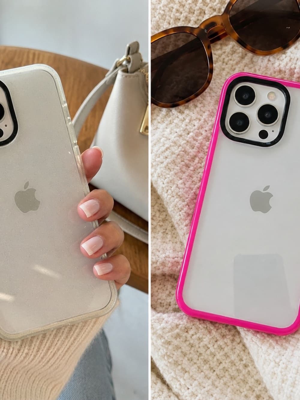 Apple Clear iPhone Case with Bright Pink Bumper - Thumbnail 4