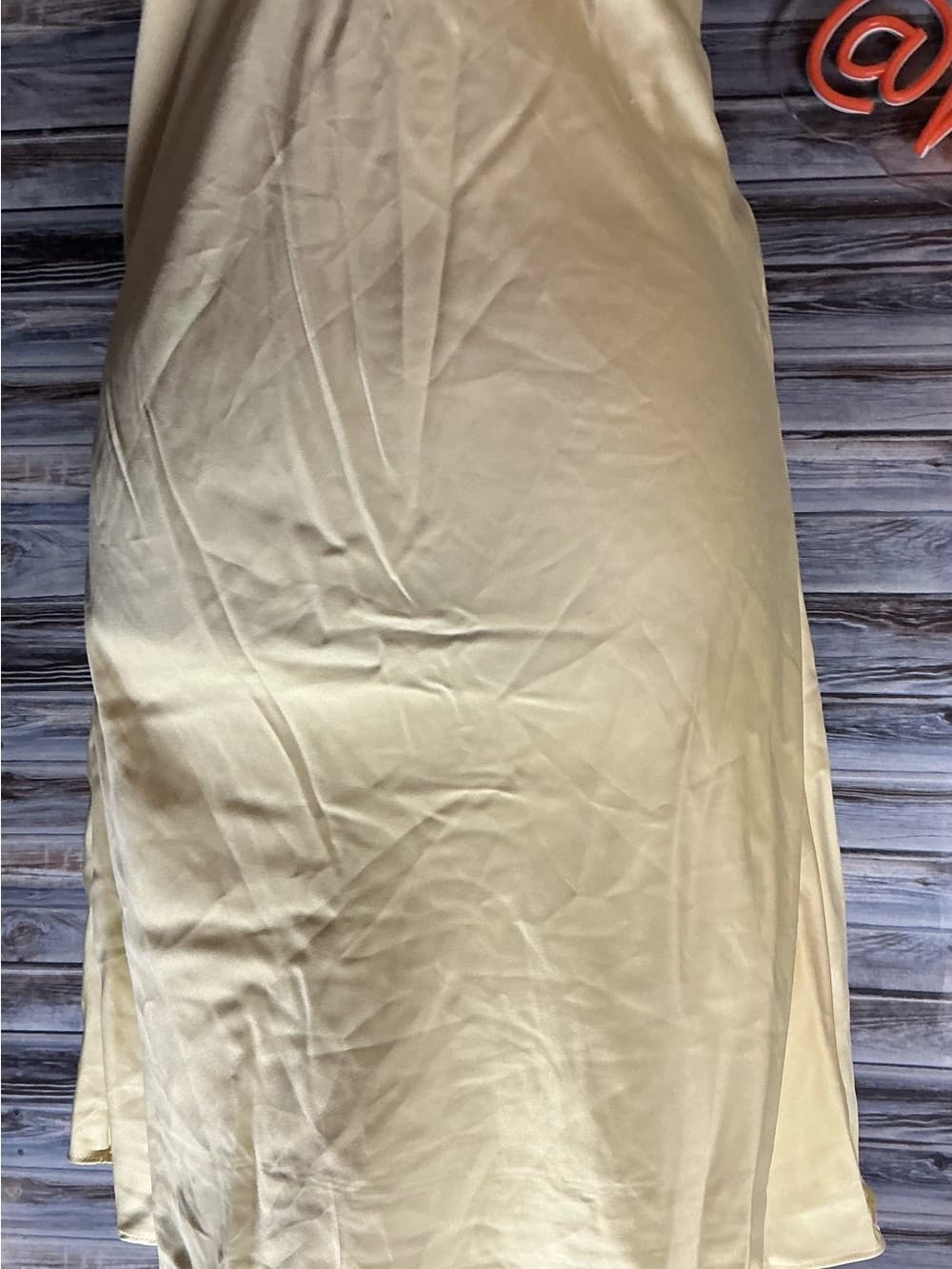 ⭐ Yellow Satin Halter Mini Dress Open Back Slip XS Soft Silky - Thumbnail 3