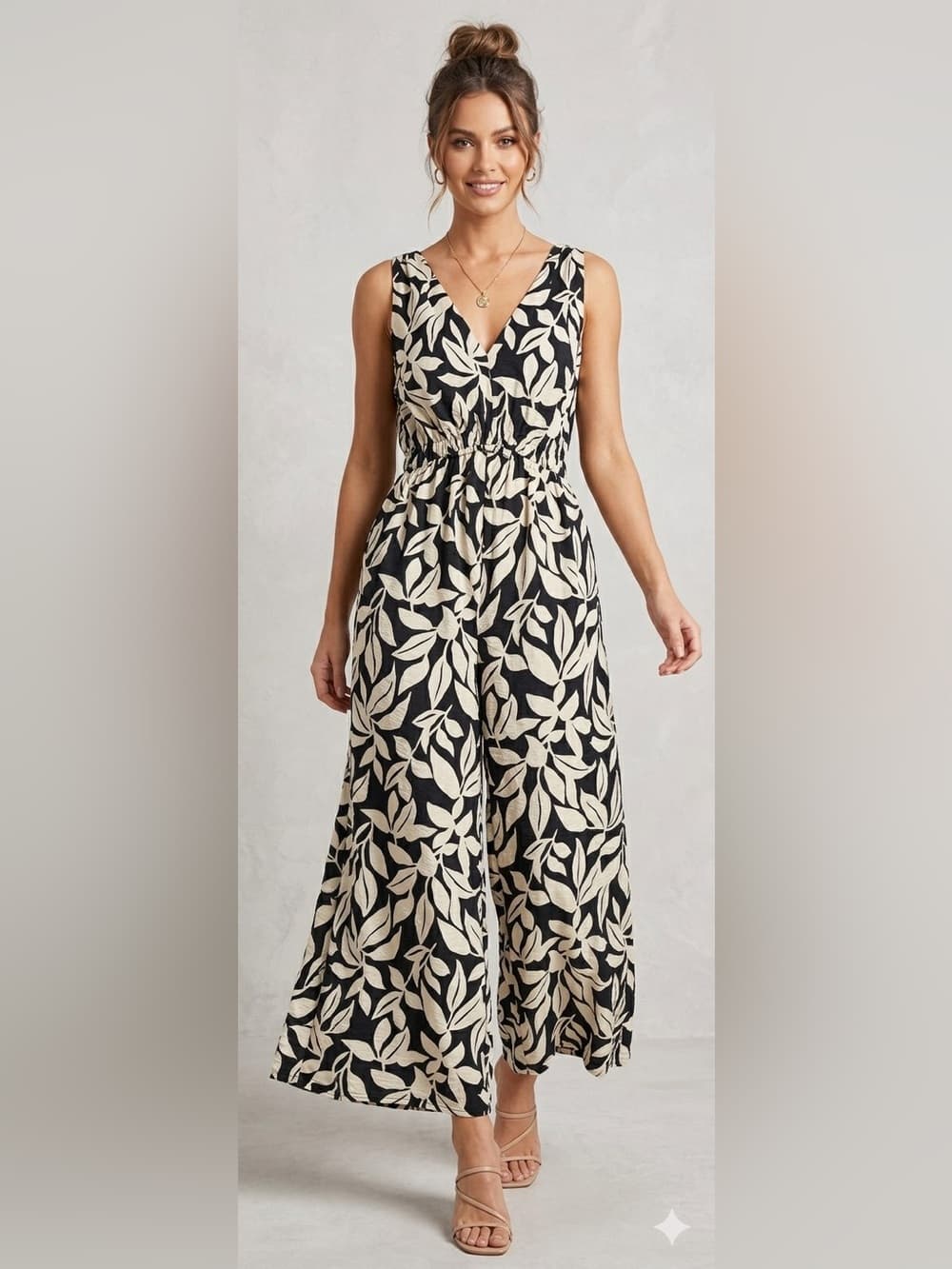 ⭐ NWT A New Day Jumpsuit Bundle XS S M Black Leaf Wide Leg - Thumbnail 10