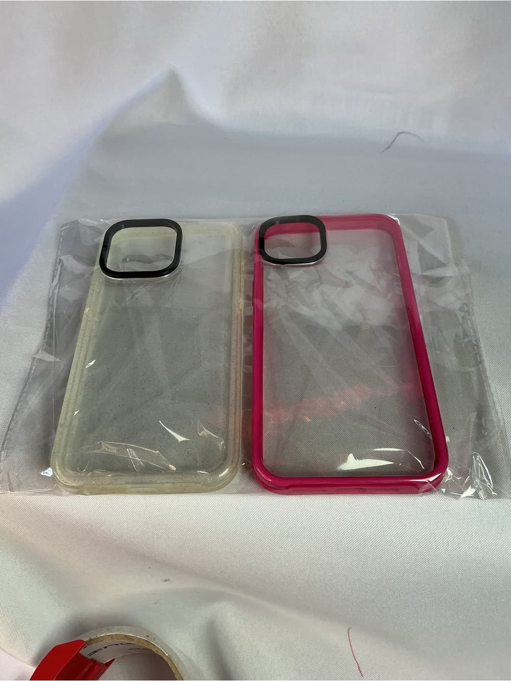Apple Clear iPhone Case with Bright Pink Bumper