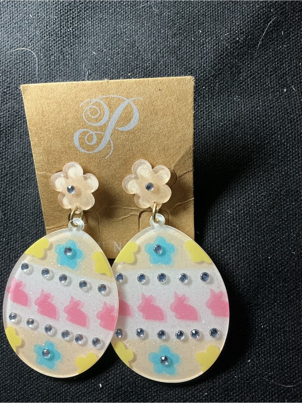 ⭐ Easter Bunny Egg Dangle Earrings Pastel Glitter Spring Earrings - Thumbnail 4