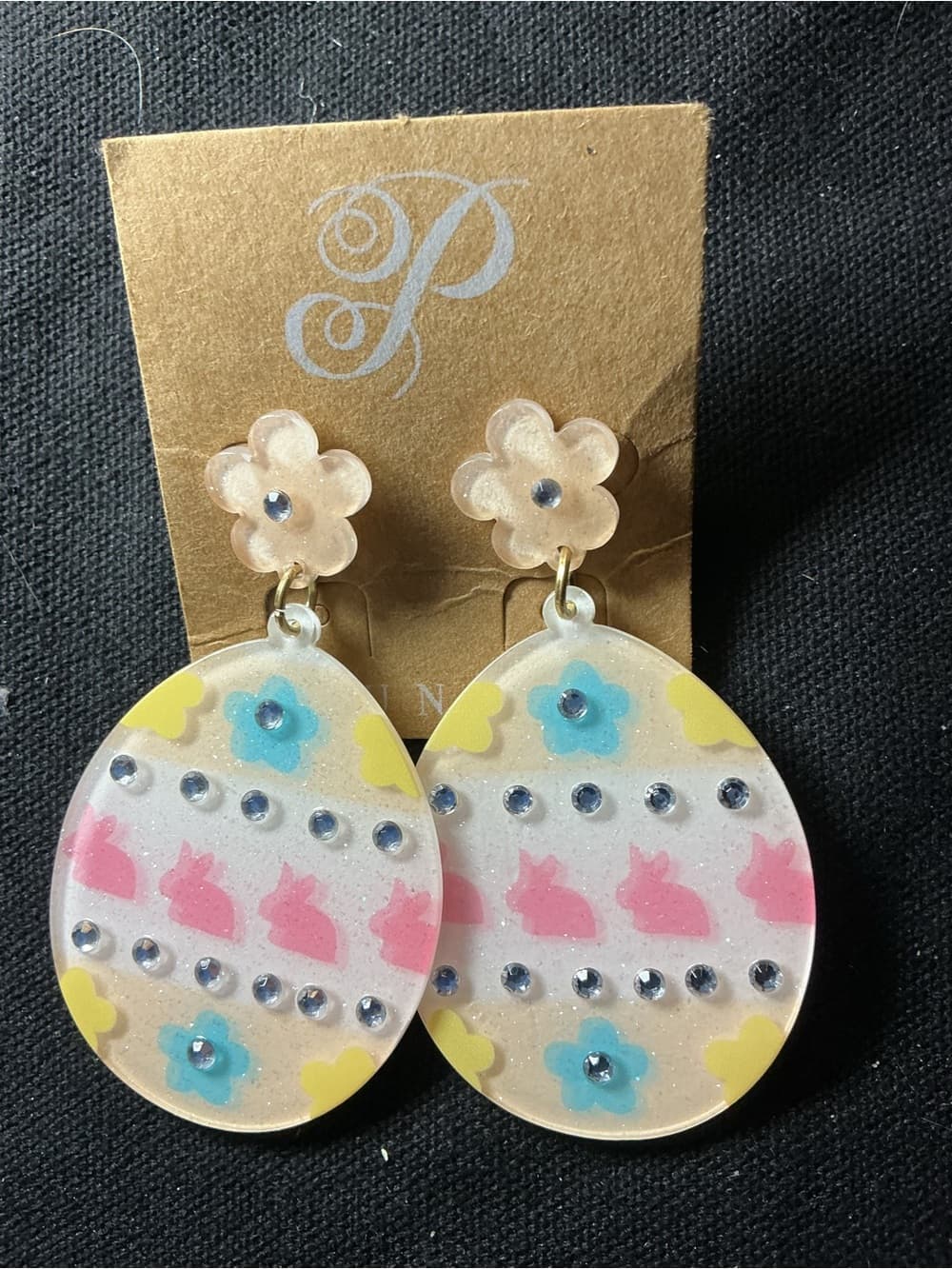 ⭐ Easter Bunny Egg Dangle Earrings Pastel Glitter Spring Earrings