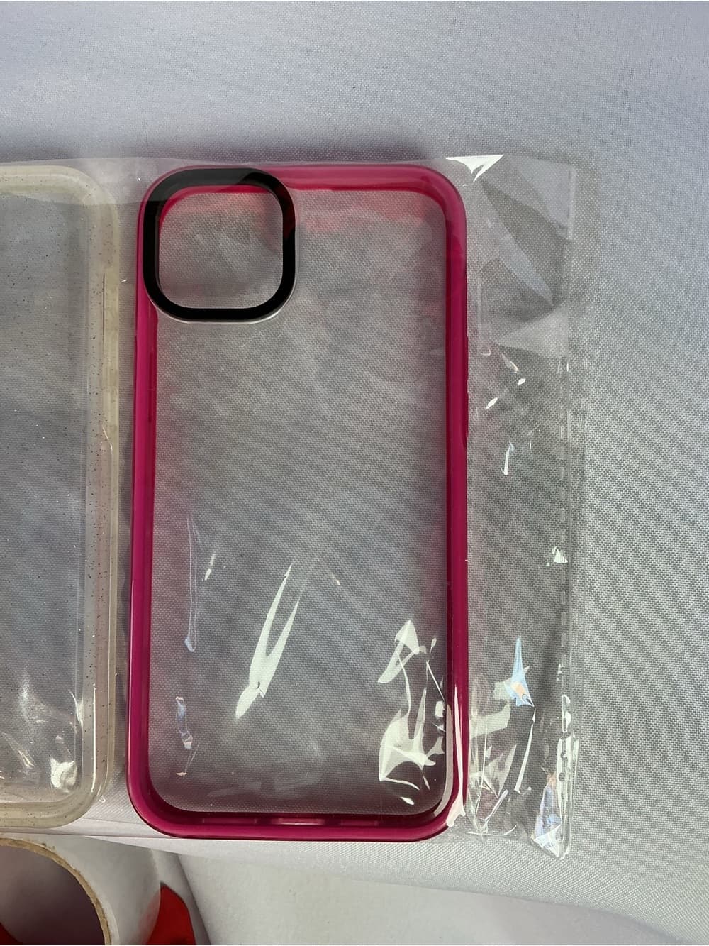 Apple Clear iPhone Case with Bright Pink Bumper - Thumbnail 2