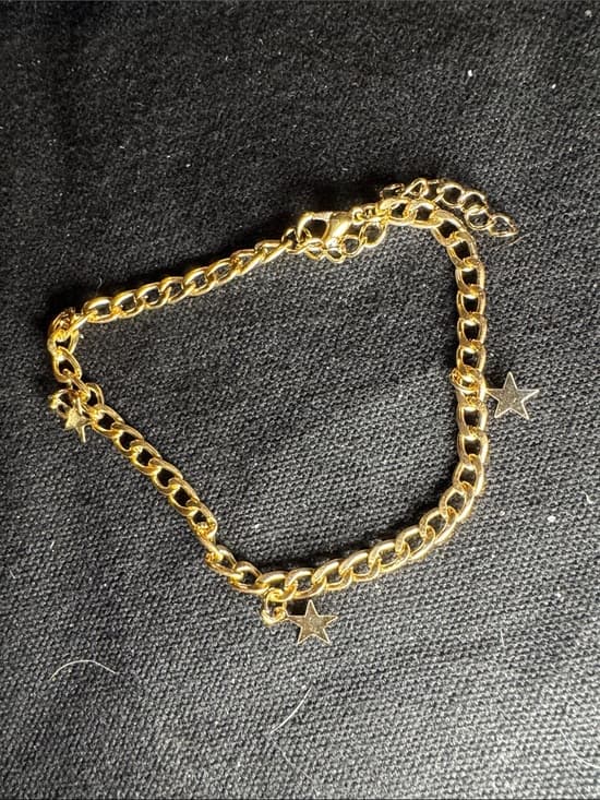 ★ Gold Tone Star Charm Chain Bracelet Celestial Dainty Bracelet - Thumbnail 6