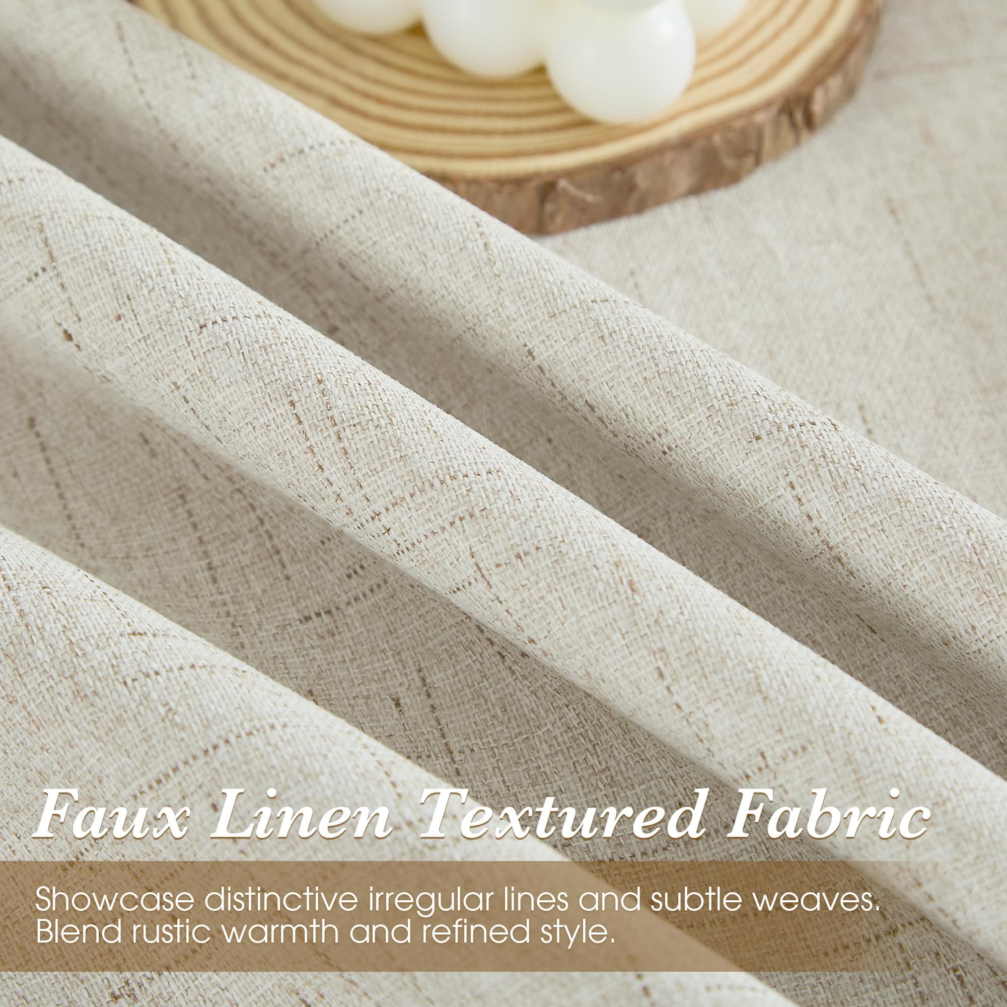 StangH 100% Blackout Linen Curtains for Bedroom, Thermal Insulated Farmhouse Win - Thumbnail 3