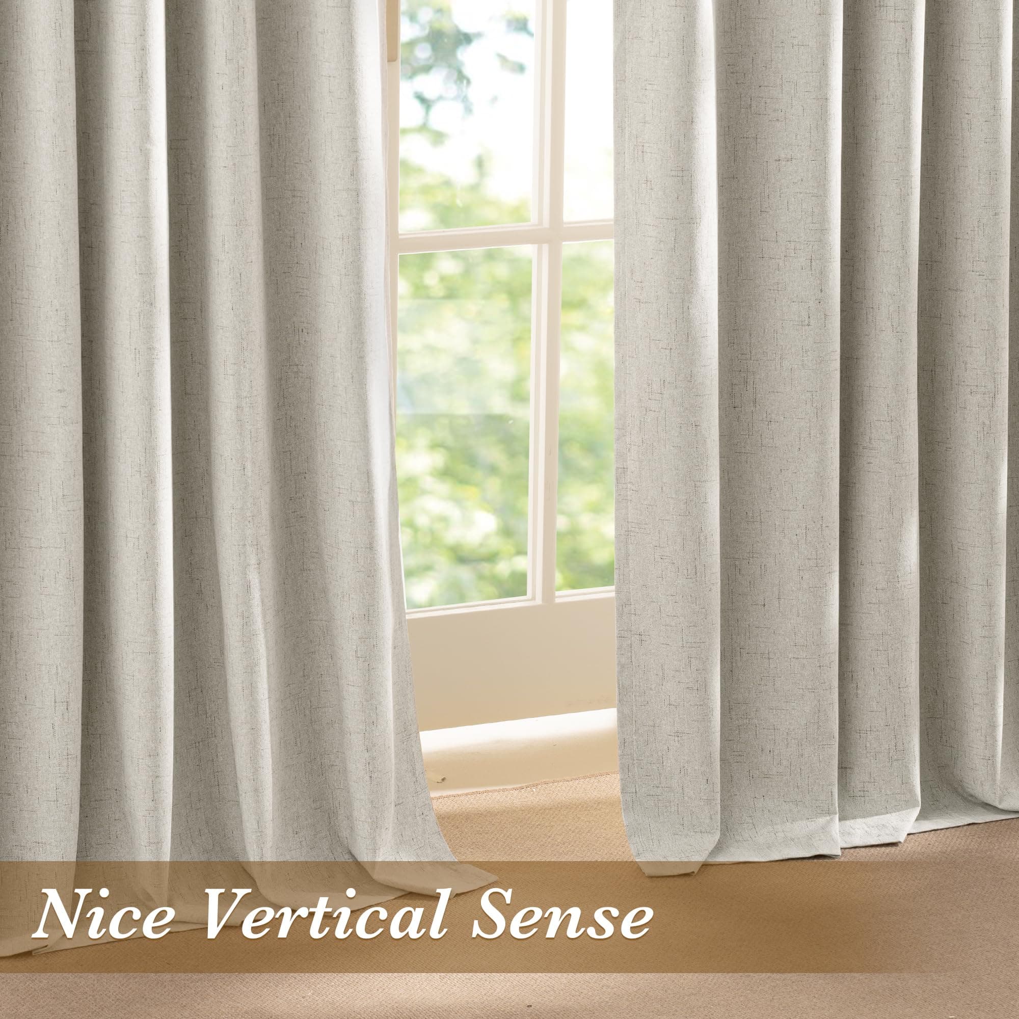 StangH 100% Blackout Linen Curtains for Bedroom, Thermal Insulated Farmhouse Win