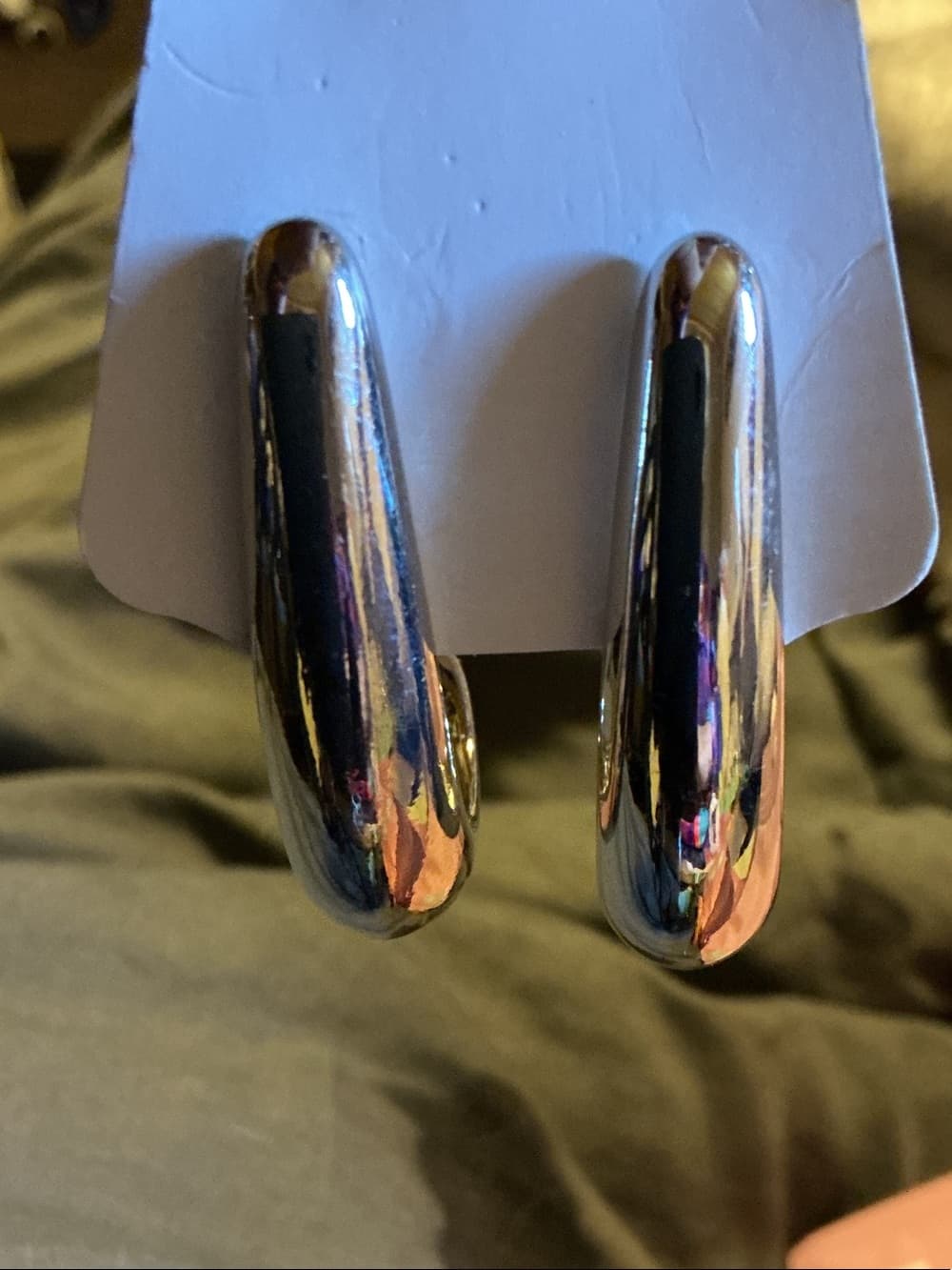 ⭐ Silver Tone Chunky Hoop Earrings Minimalist Retro Statement Hoops - Thumbnail 8
