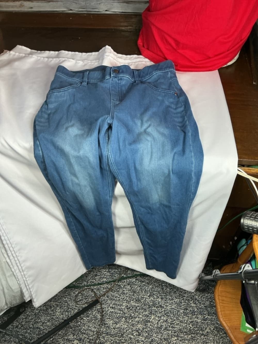 ★ Pull On Blue Denim Jeggings Stretch Crop Jeans Women's Medium - Thumbnail 5