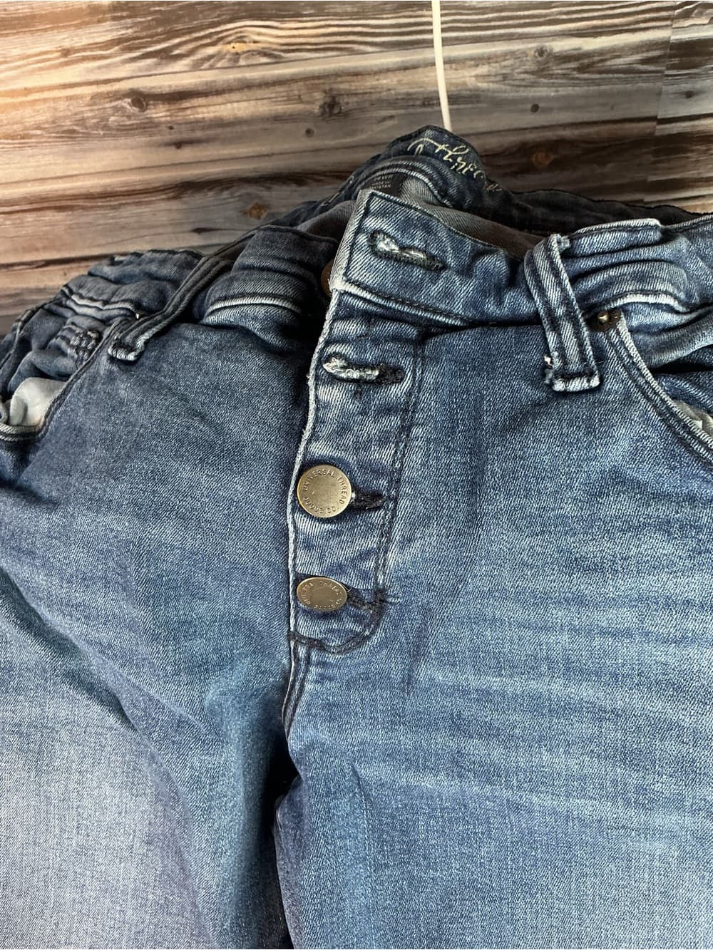★ Universal Thread High Rise Button Fly Skinny Jeans Raw Hem Denim - Thumbnail 4