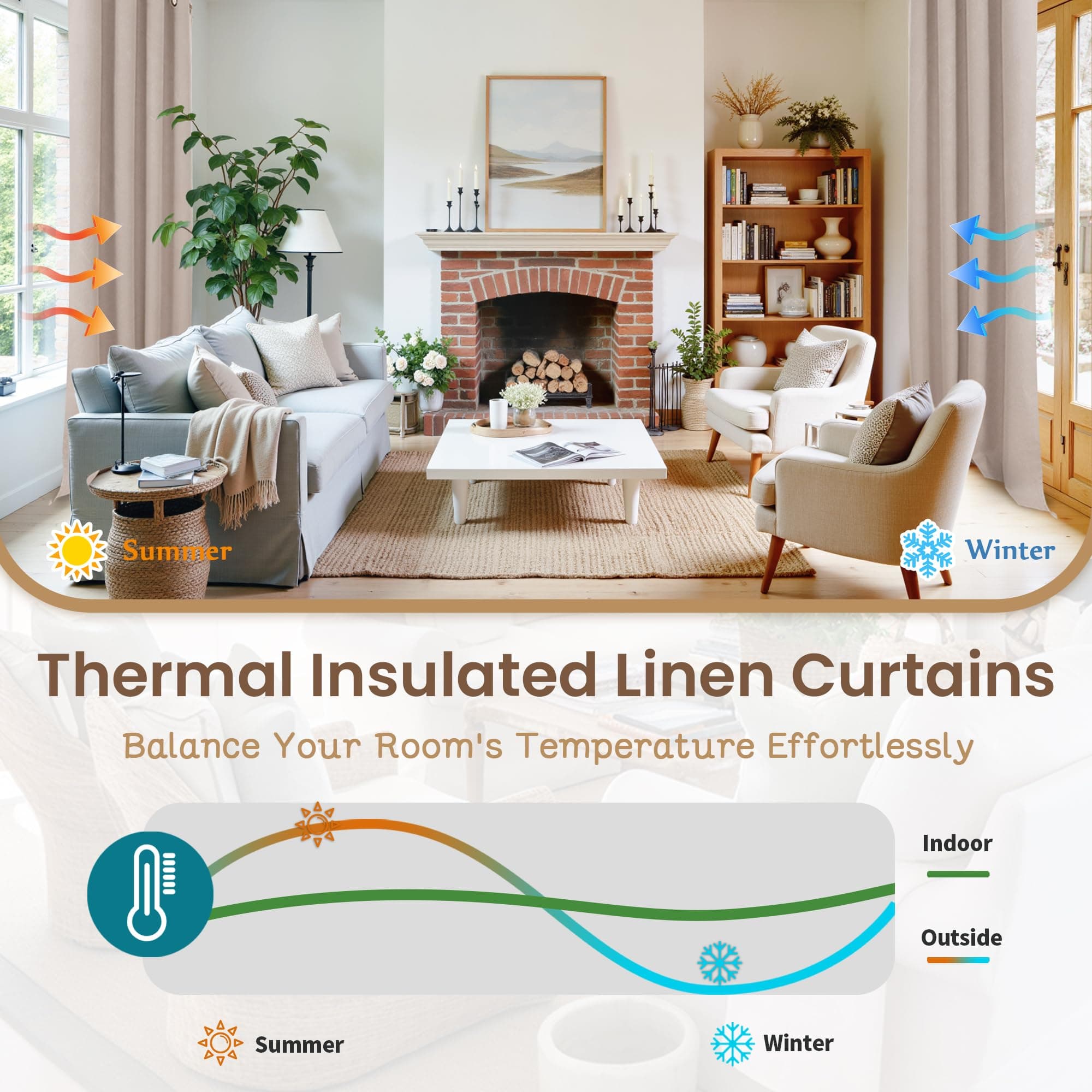 BGment 100% Blackout Curtains for Living Room 90 Inch Long - Linen Textured Ther - Thumbnail 5
