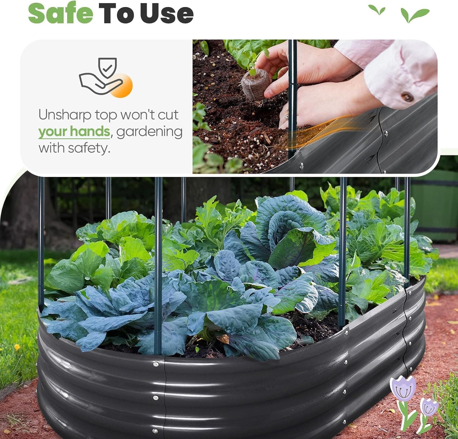 King Bird Raised Garden Bed Cover Galvanized Oval Planter Garden Outdoor For - Thumbnail 6