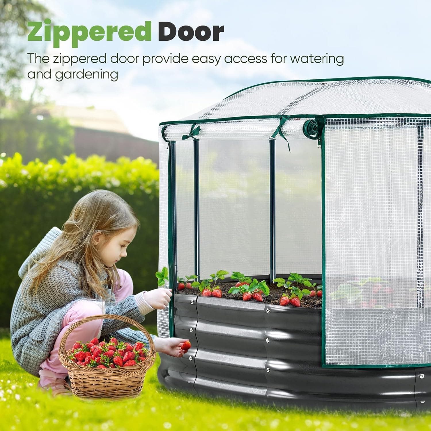 King Bird Raised Garden Bed Cover Galvanized Oval Planter Garden Outdoor For - Thumbnail 4