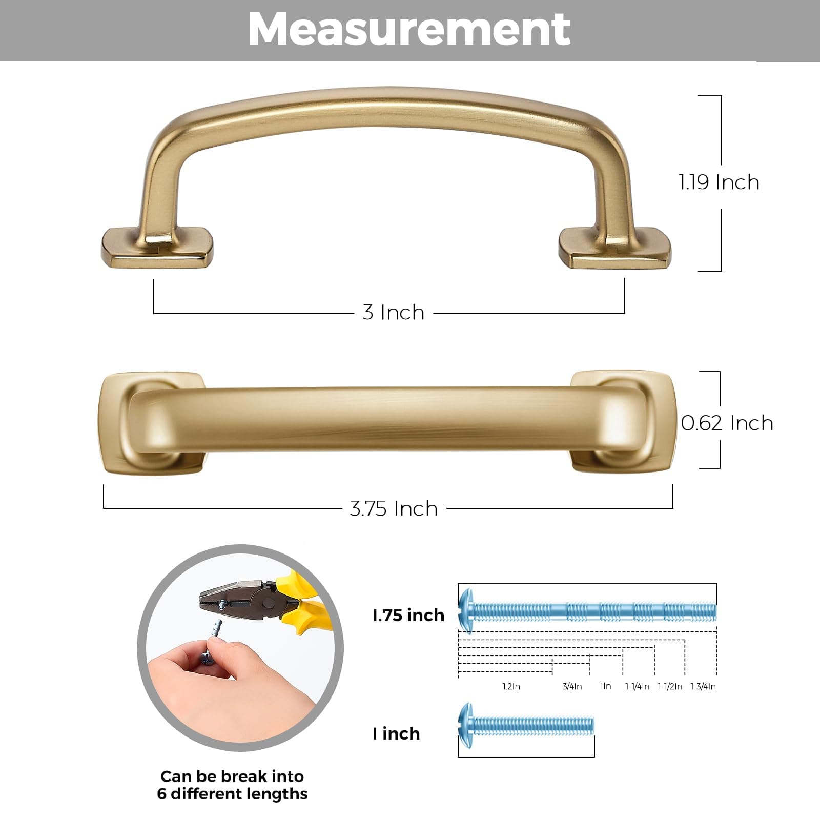 Ravinte Decor 15 Pack Cabinet Handles Arch Cabinet Pulls 3in Champagne Bronze Ki - Thumbnail 3
