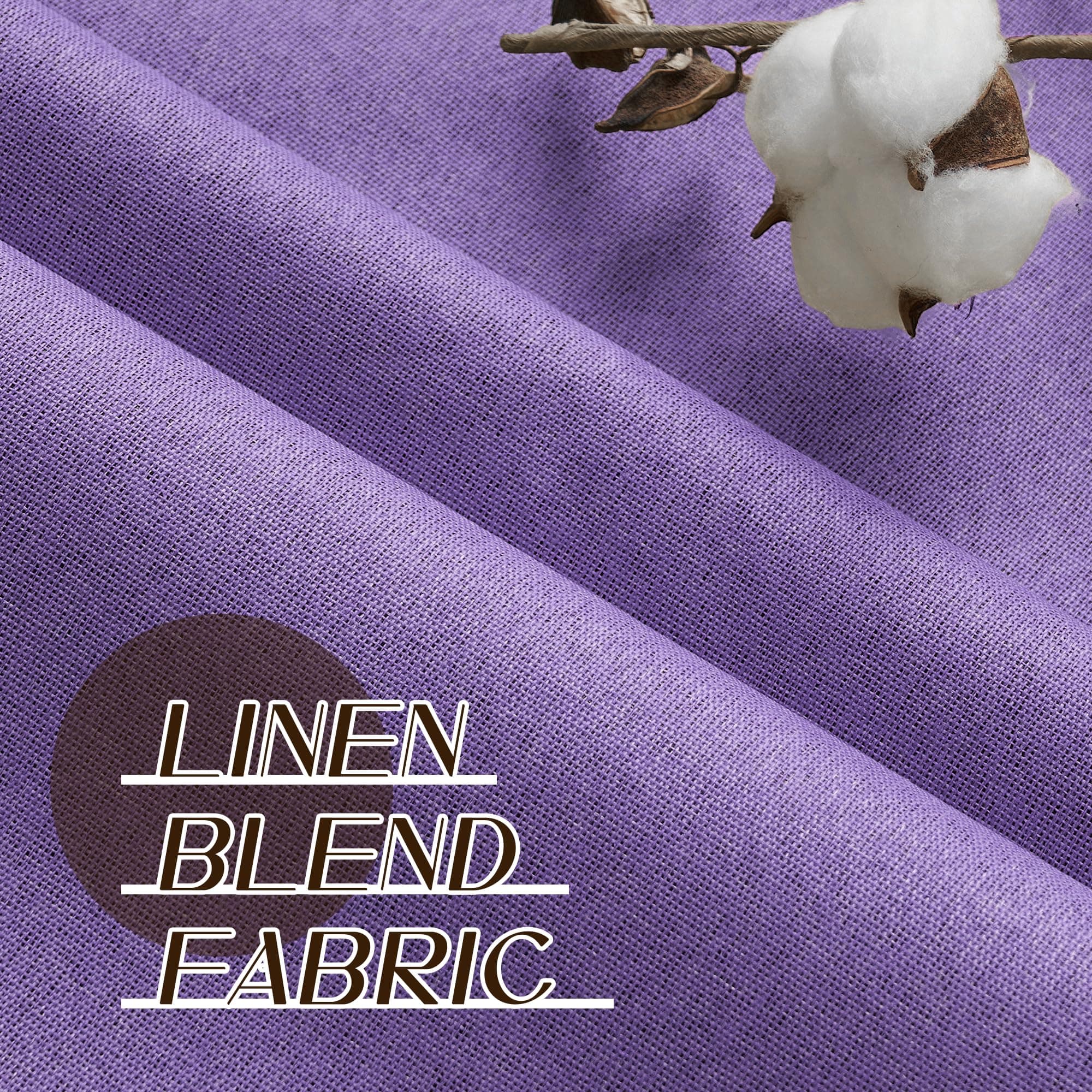 LCOOMZEN 95 Inch Blackout Purple Curtains Faux Linen Thermal Noise Reduction Win - Thumbnail 6