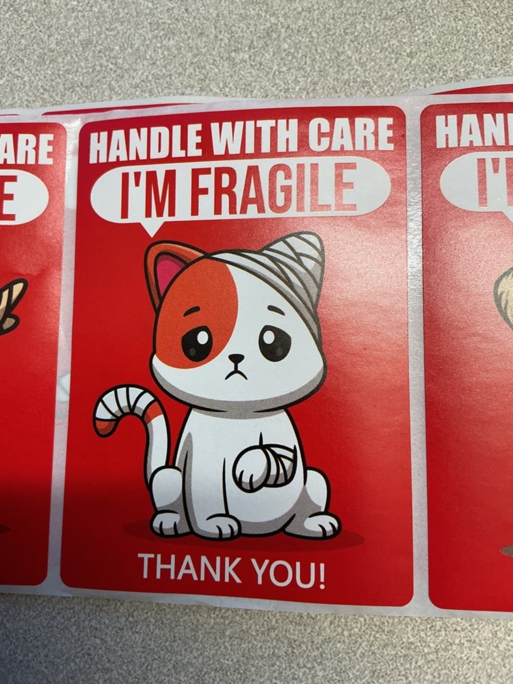 10 Random Cute Fragile Stickers Handle With Care Mix Bundle - Thumbnail 2