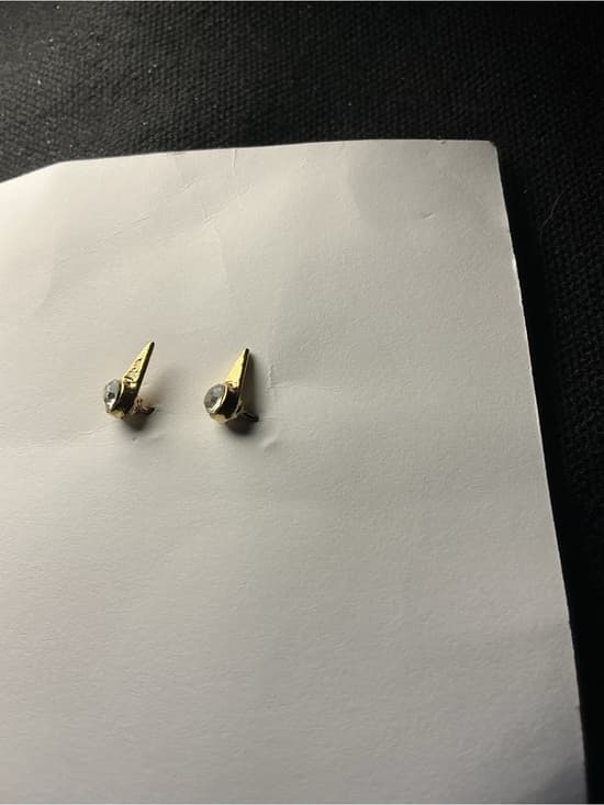 ⭐ Gold Tone Rhinestone Spike Stud Earrings Edgy Minimalist Glam - Thumbnail 5