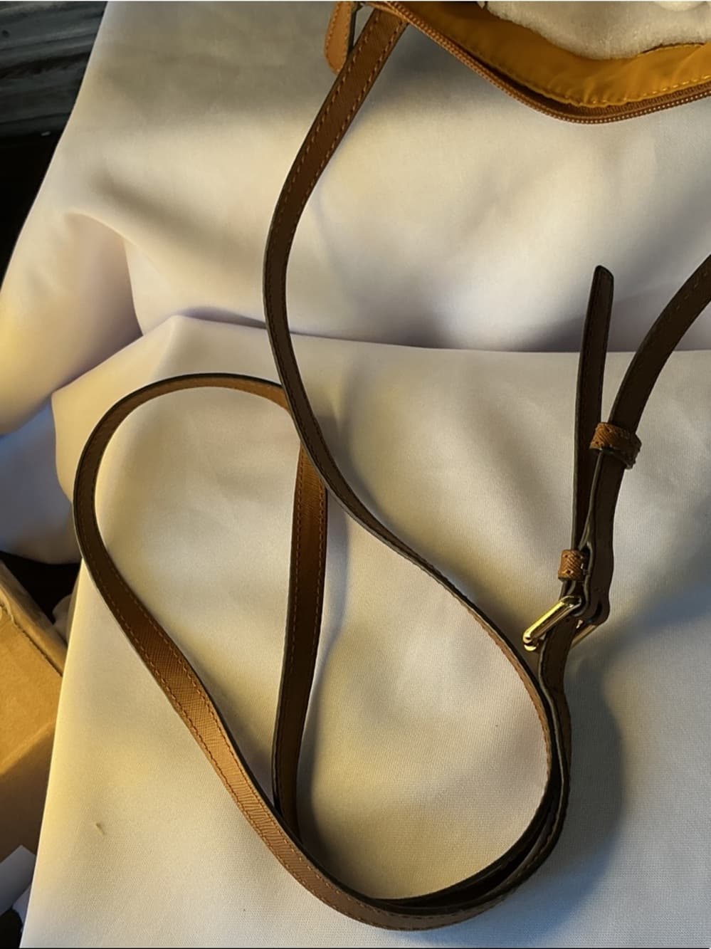 ⭐ Michael Kors Navy Nylon Crossbody Bag Tan Trim Travel Purse - Thumbnail 4
