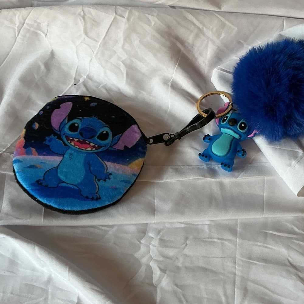 ⭐️Stitch Keychain with Pom Pom and Coin Purse - Thumbnail 4