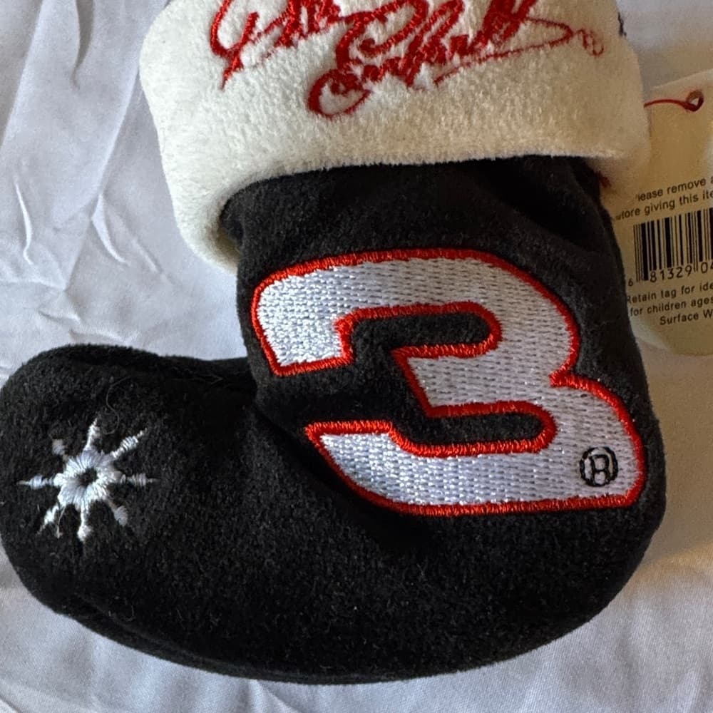 Black and White Christmas Stocking with Red Embroidery - Thumbnail 2