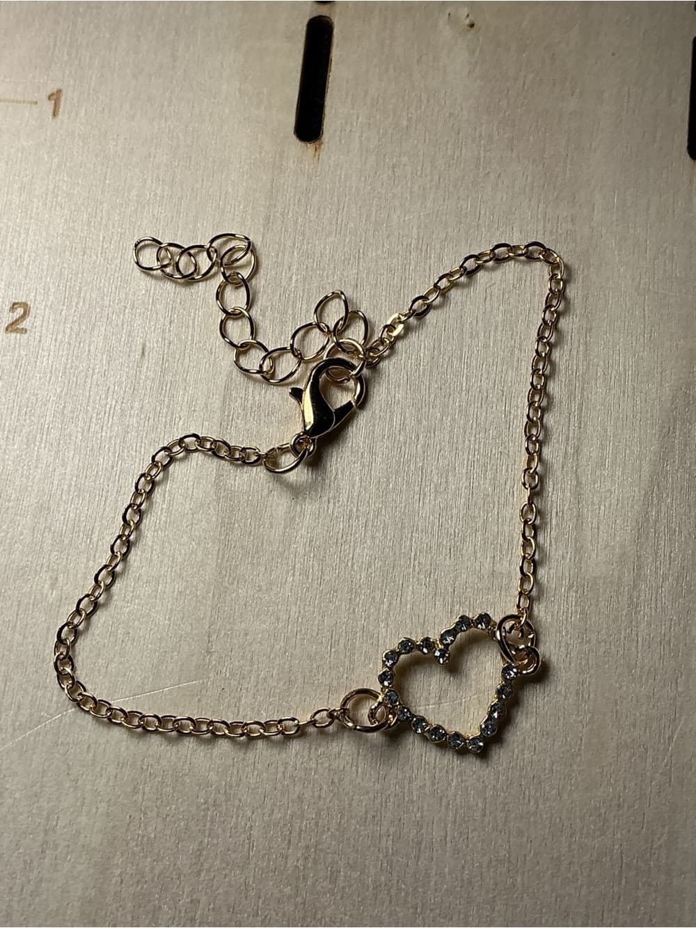 Gold Heart Necklace with Crystal Accents - Thumbnail 3