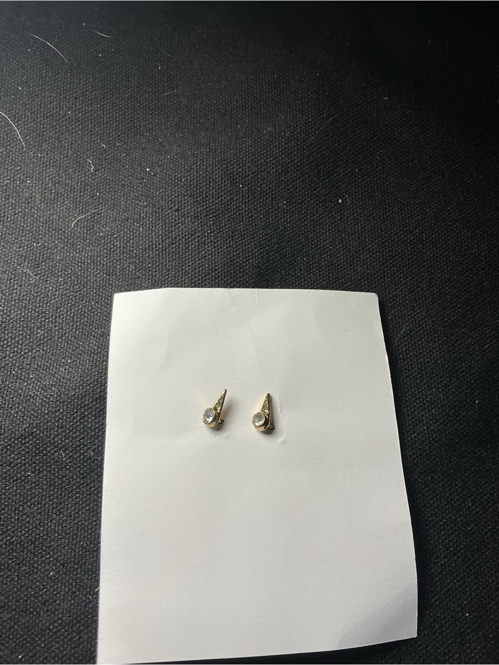 ⭐ Gold Tone Rhinestone Spike Stud Earrings Edgy Minimalist Glam - Thumbnail 3