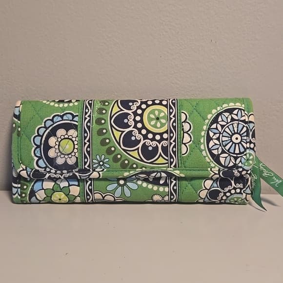 ★ Vera Bradley Green Floral Trifold Wallet Organizer Cotton - Thumbnail 11