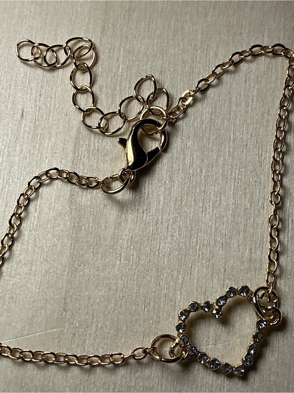 Gold Heart Necklace with Crystal Accents - Thumbnail 2