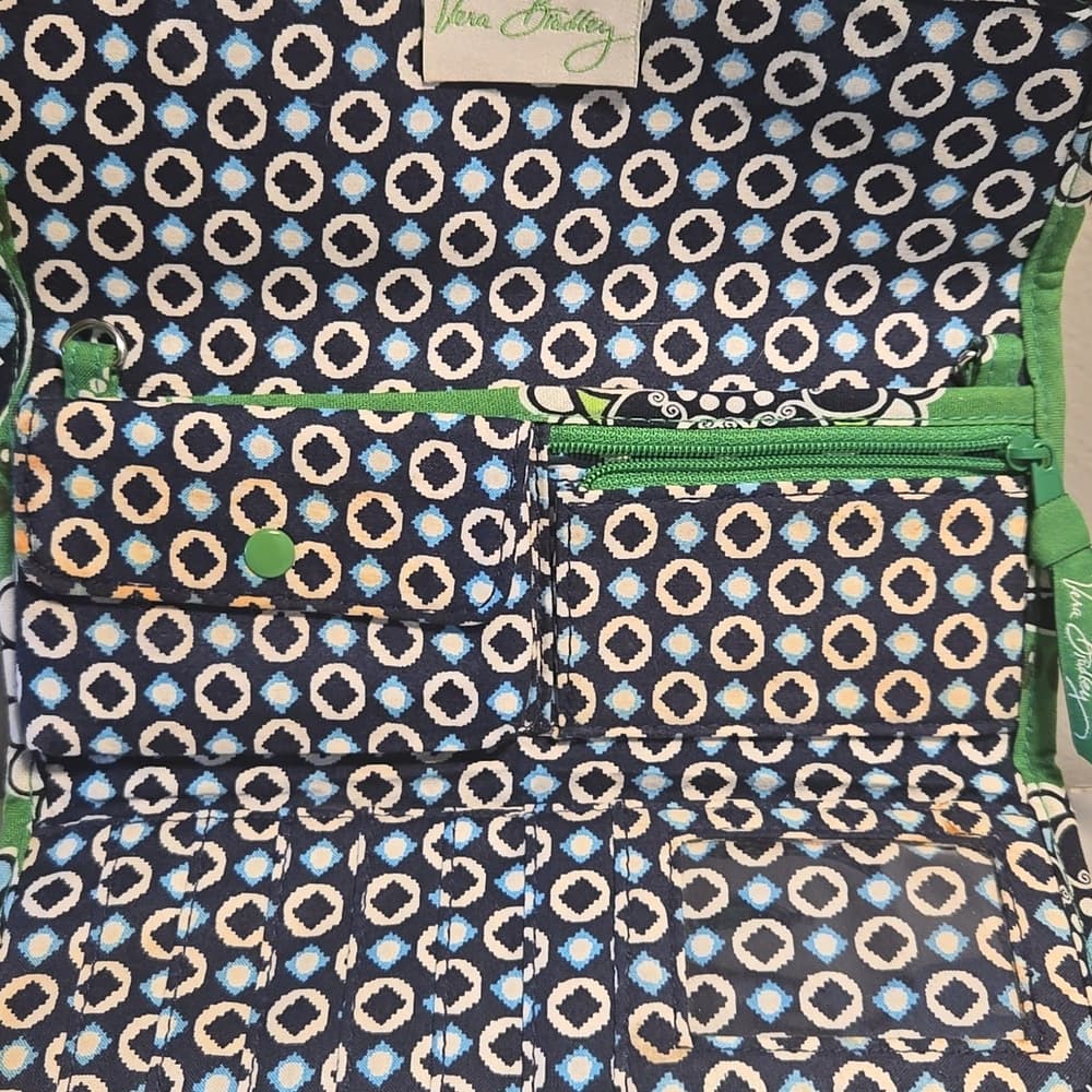 ★ Vera Bradley Green Floral Trifold Wallet Organizer Cotton - Thumbnail 2